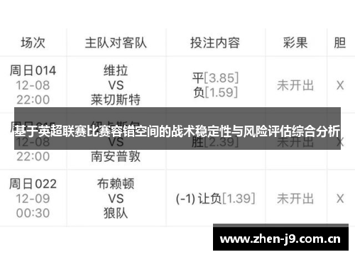 基于英超联赛比赛容错空间的战术稳定性与风险评估综合分析